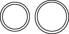 Is the inner circle on the right larger than the outer circle on the left